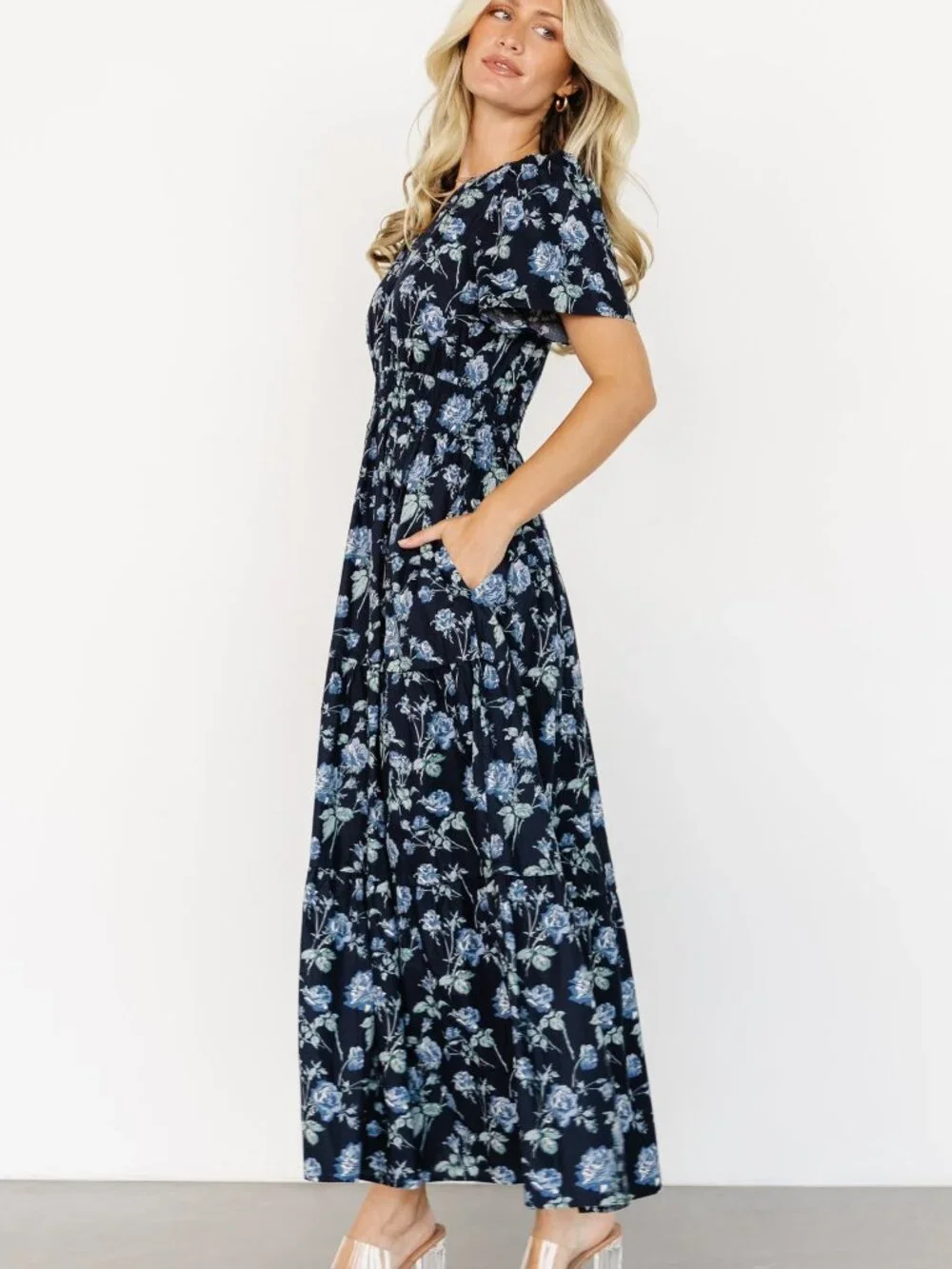 Baltic Born Kristin Maxi Dress | Navy Floral Size MM - Picture 3 of 5